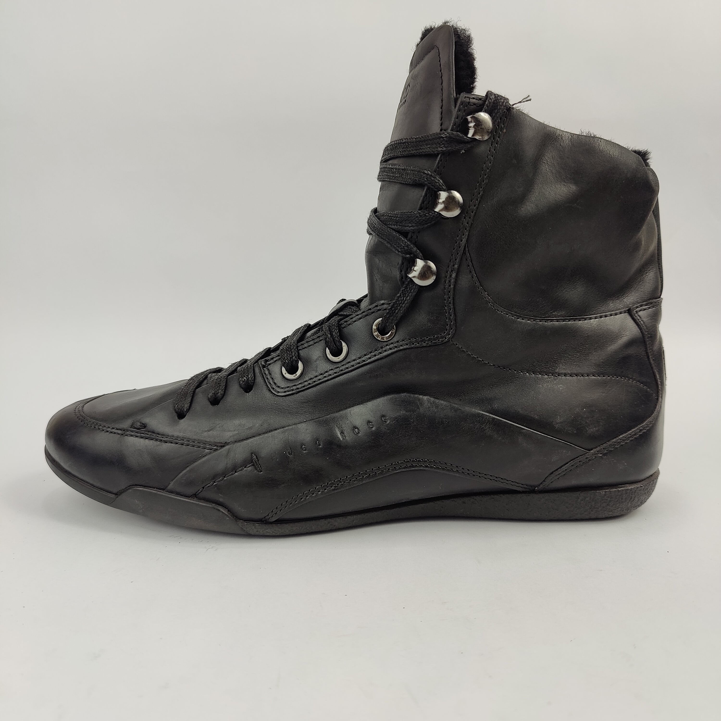 HUGO BOSS High Top Leather Boots (UK/PK 7) - Black - 4108313