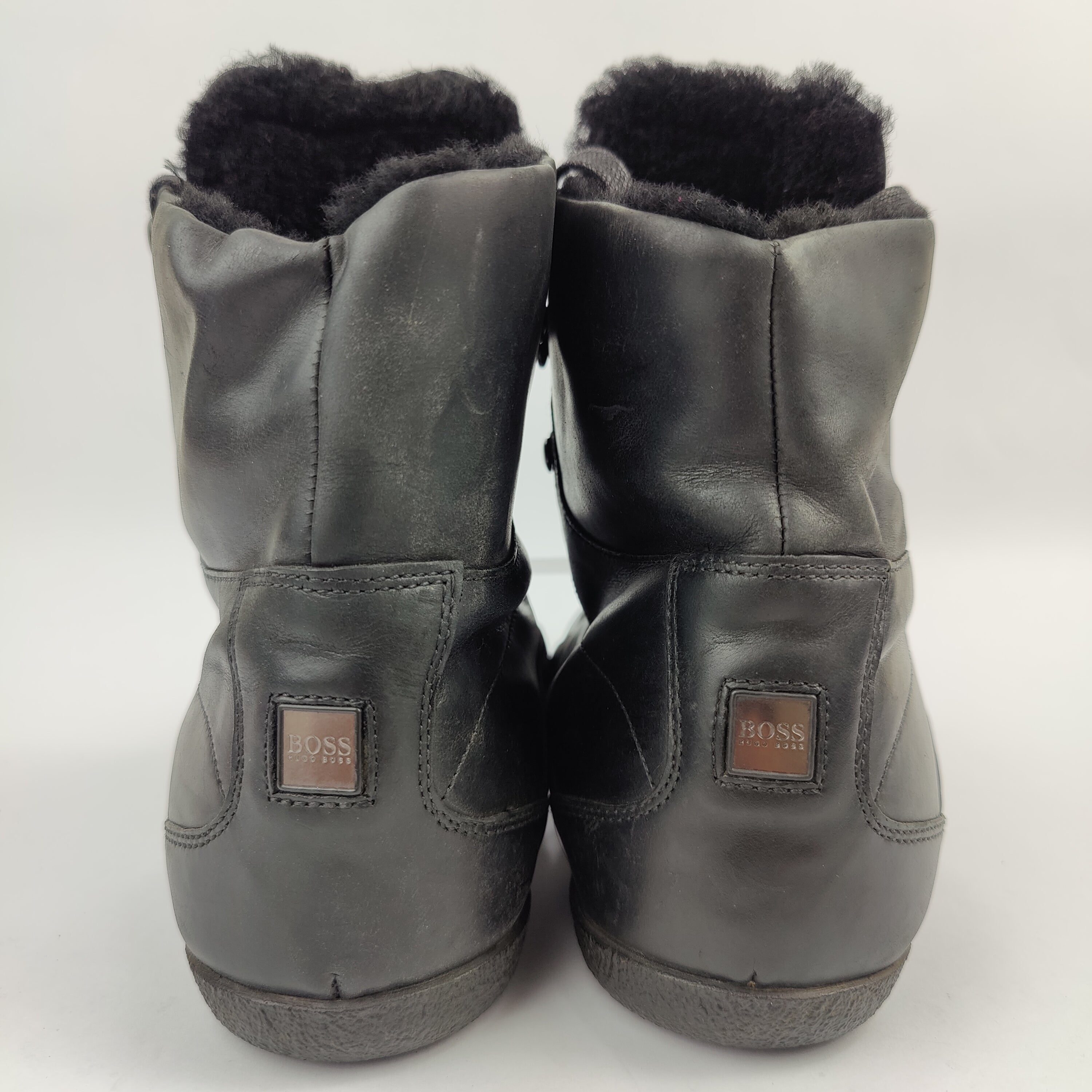 HUGO BOSS High Top Leather Boots (UK/PK 7) - Black - 4108313