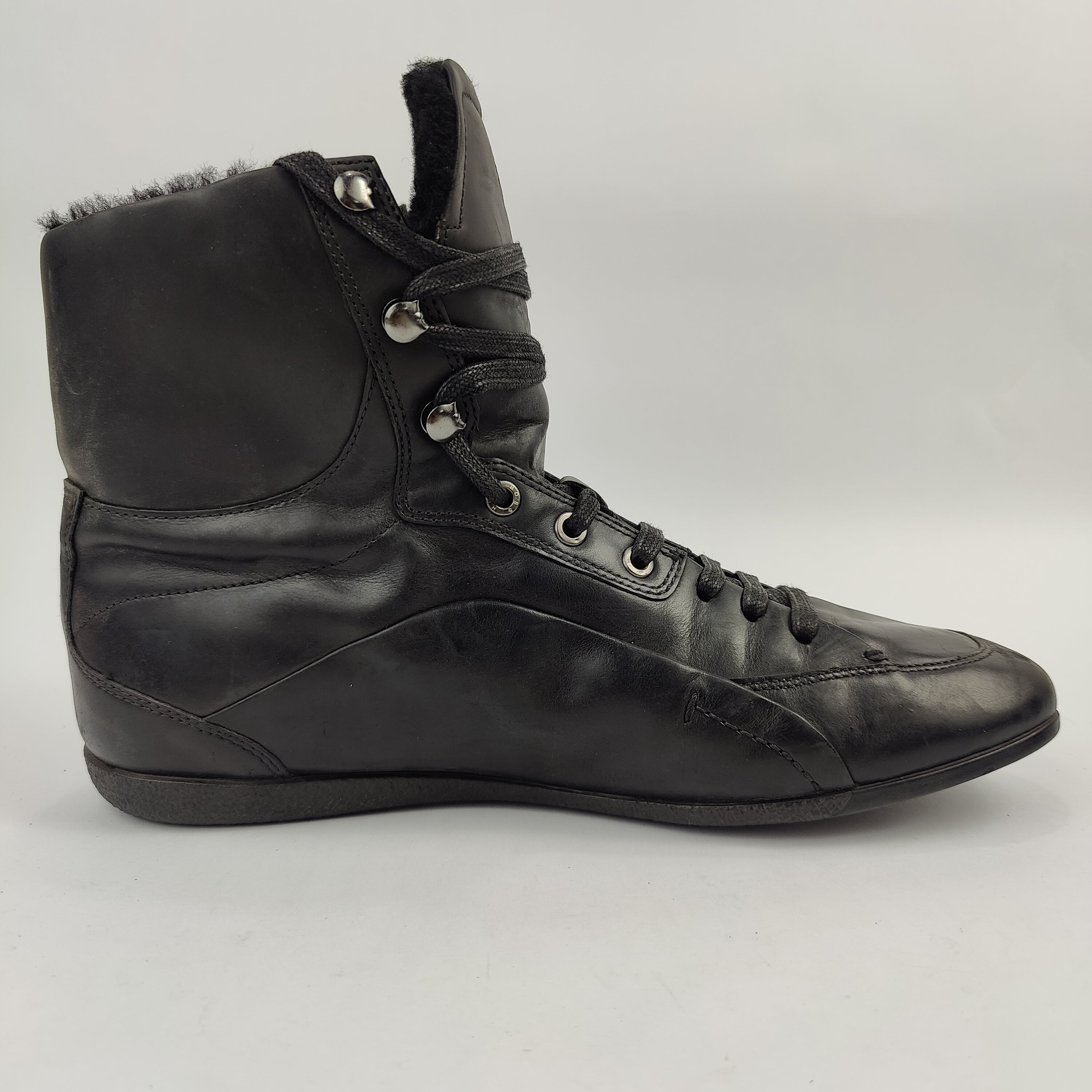 HUGO BOSS High Top Leather Boots (UK/PK 7) - Black - 4108313