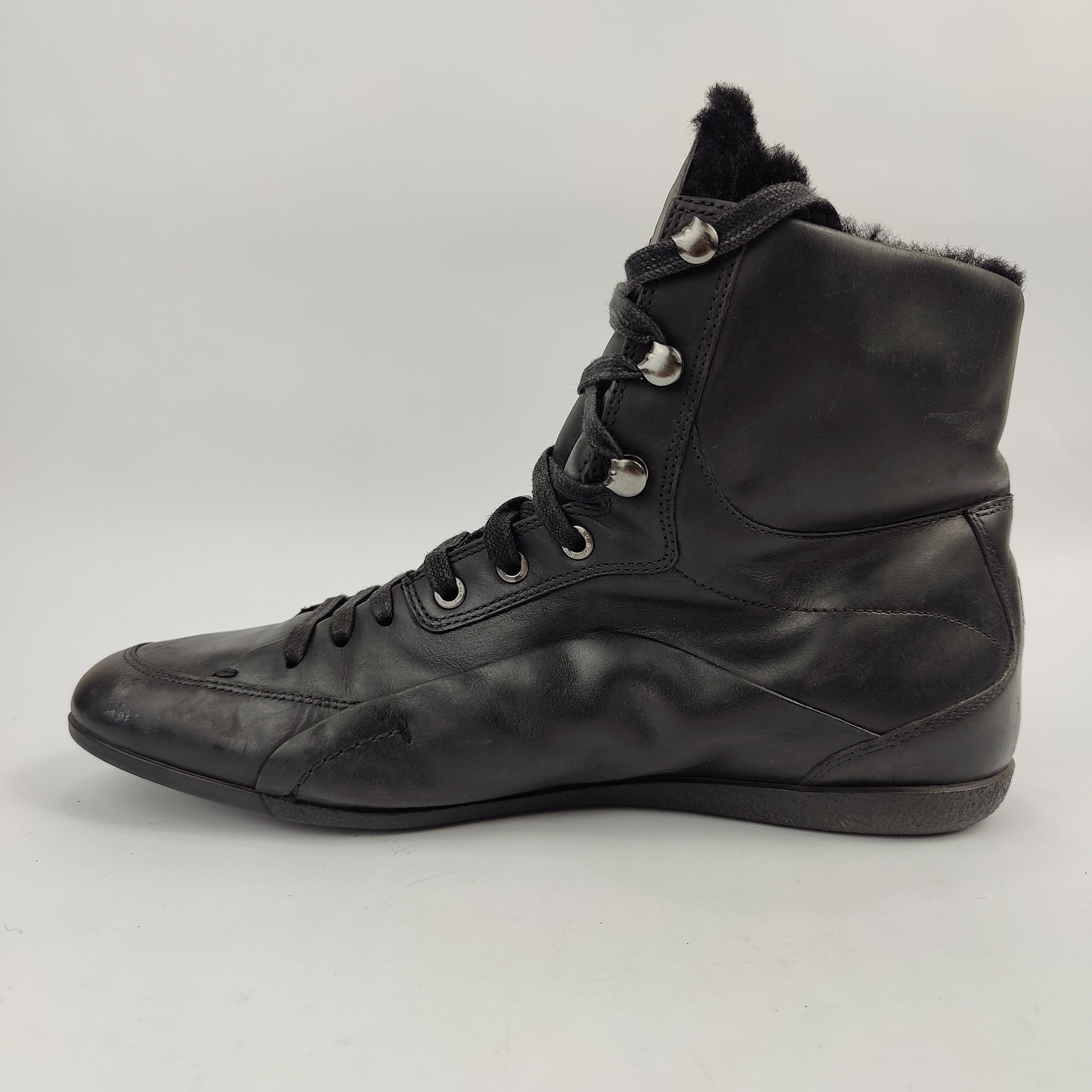 HUGO BOSS High Top Leather Boots (UK/PK 7) - Black - 4108313