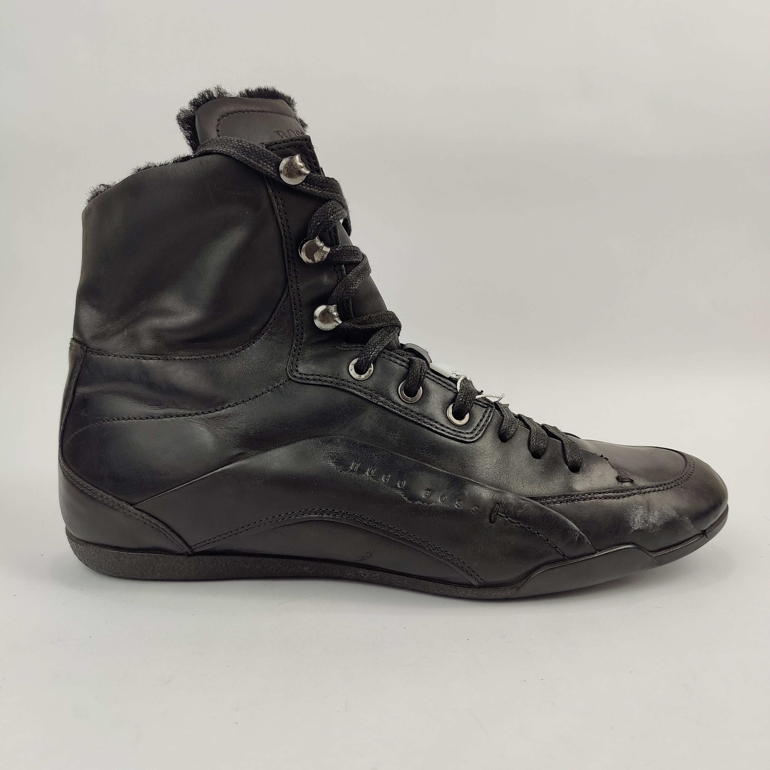 HUGO BOSS High Top Leather Boots (UK/PK 7) - Black - 4108313